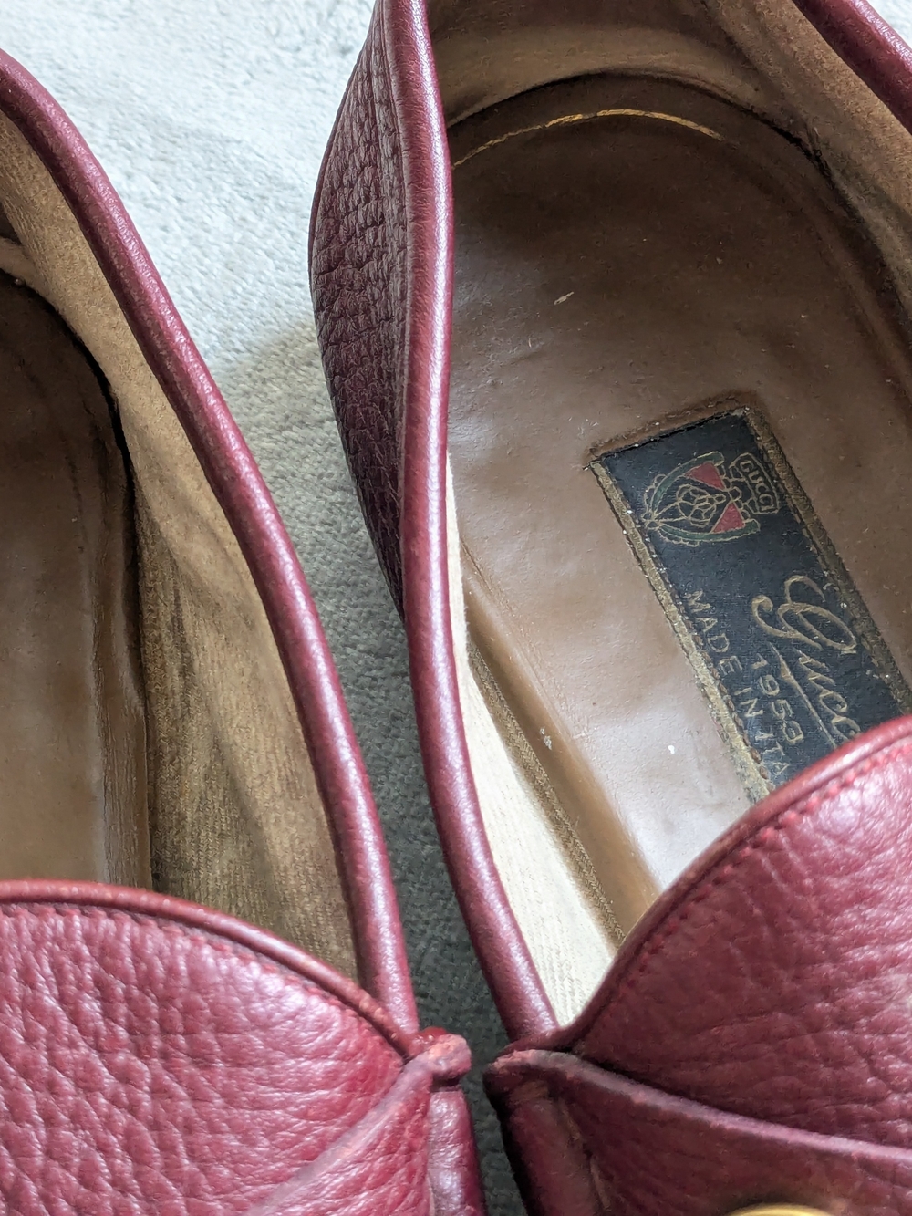 Gucci Men's Burgundy Pebbled Leather Horsebit Loafers US 11.5 - Picture 4 of 15